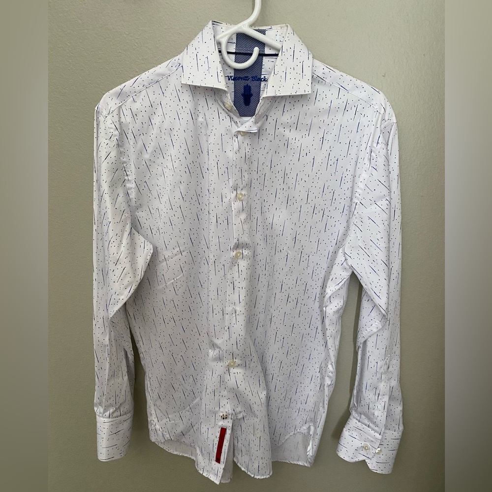 New Men’s Visconti Black White And Blue Patterned Men's Shirt